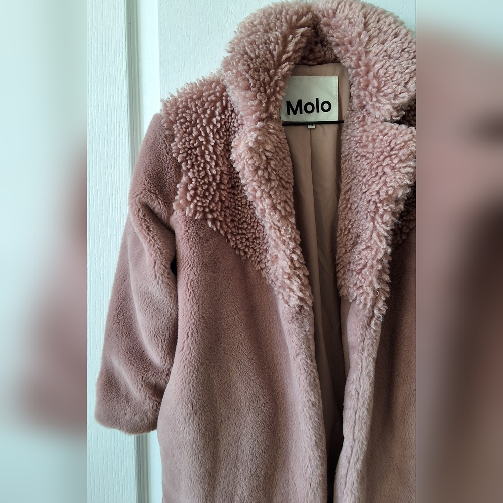 Molo Haili faux fur and faux shearling coat girls size 8Y - Picture 4 of 13